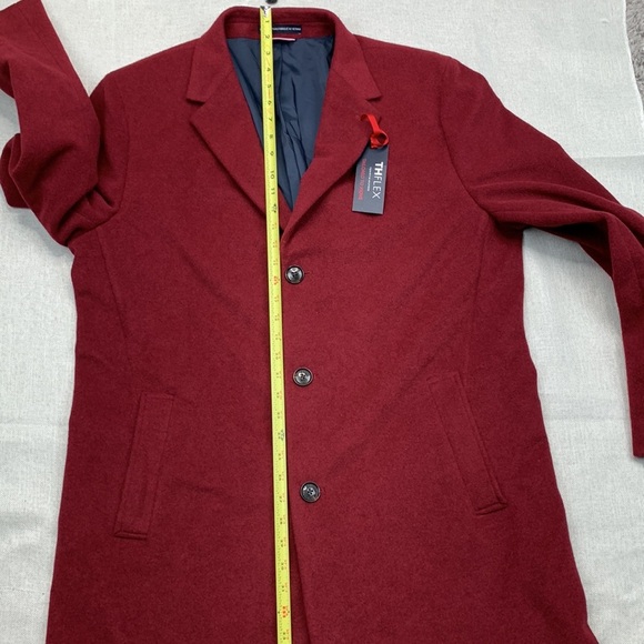 Tommy Hilfiger Mens Addison Maroon Single Breasted Wool Blend Overcoat Size 44R - Picture 11 of 13